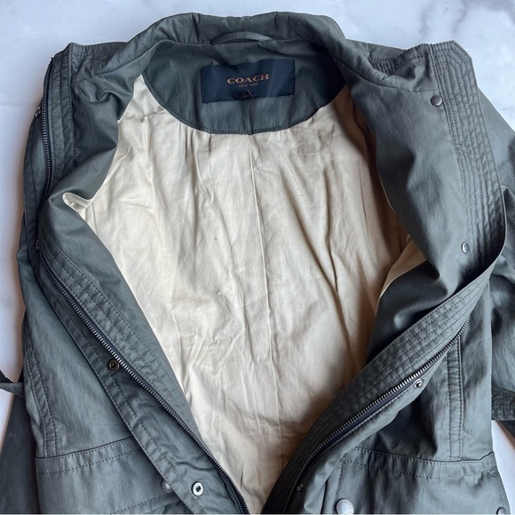 COACH Women’s Size XS Belted Olive Green Mid Length Trench Coat jacket - Picture 5 of 10